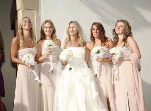 Bride and bridesmaids in Tuscany